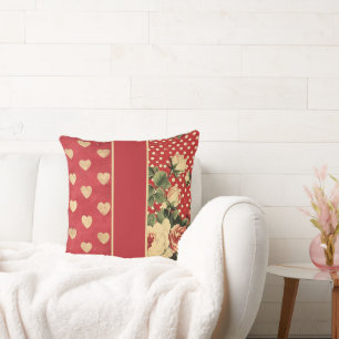 Red Vintage Shabby Chic  Throw Pillow
