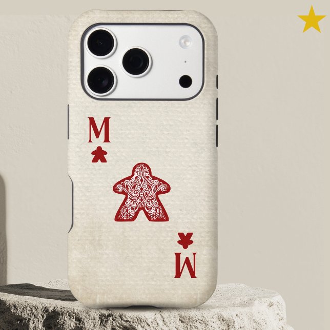 Red Vintage Style Meeple Ace Playing Card  (Creator Uploaded)