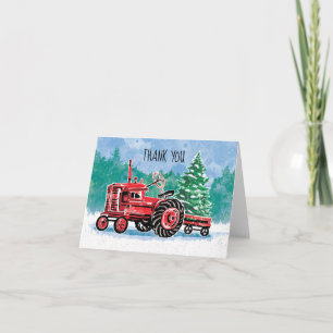 Red Vintage Tracteur Noël arbre Merci