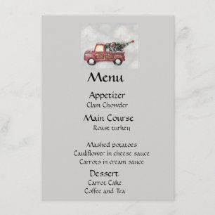 red vintage truck on a grey bokeh background menu