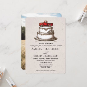 Red Vintage Truck Wedding Invitation