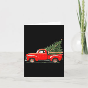 Red Vintage Truck With Tree Retro Christmas Style  Card