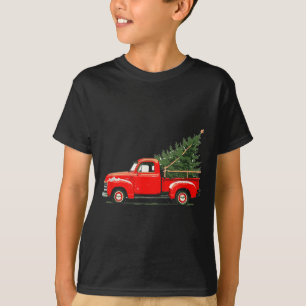 Red Vintage Truck With Tree Retro Christmas Style  T-Shirt