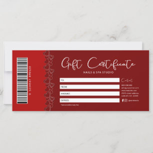 Red Vintage Valentine's Business Gift Certificate  Card