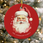 Red Vintage Watercolor Santa Claus Christmas Ceramic Ornament<br><div class="desc">Celebrate the festive season with our Red Vintage Watercolor Santa Claus Christmas Ceramic Ornament! This charming ornament features a nostalgic Santa Claus design set against a stylish solid background, combining vintage charm with modern flair. Perfect for adding a festive touch to your Christmas Tree. Personalize this custom design with your...</div>