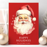 Red Vintage Watercolor Santa Claus Christmas Holiday Card<br><div class="desc">Send festive greetings with our Red Vintage Watercolor Santa Claus Christmas Holiday Card! This charming card features a nostalgic watercolor illustration of Santa Claus set against a vibrant background, adorned with delicate snowflakes. Perfect for spreading holiday cheer, this card captures the timeless spirit of Christmas. The inside is blank, allowing...</div>