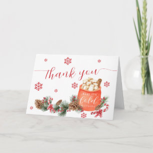 Red Vintage Winter Snowflake Smore Baby Shower Thank You Card