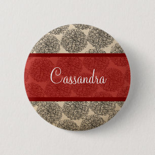 Red Vintage Zinnia Button
