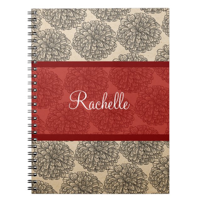 Red Vintage Zinnia Notebook (Front)