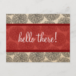 Red Vintage Zinnia Postcard