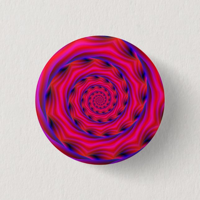 Red Violet and Blue Spiral 1 Inch Round Button (Front)