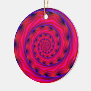 Red Violet and Blue Spiral Ceramic Ornament