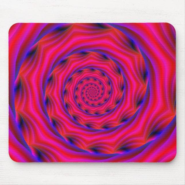 Red Violet and Blue Spiral Mouse Pad (Front)