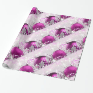 Red-Violet And Silver Christmas Wrapping Paper