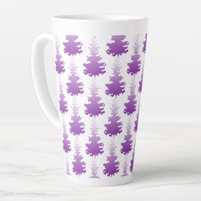 Red-Violet Evergreen Christmas Trees Latte Mug (Left Angle)