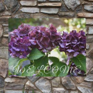 Red Violet Hydrangea Blooms Floral Welcome Doormat