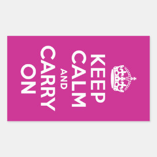 Red-Violet Keep Calm and Carry On Sticker