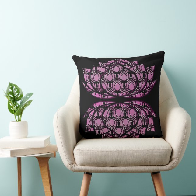 Red-violet Lotus Throw Pillow (Chair)
