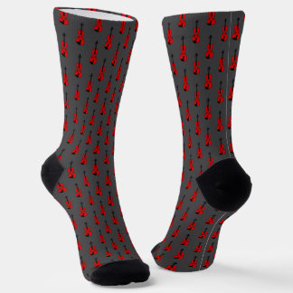 Red Violin Pattern Socks