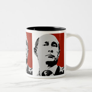 Red Vladimir Putin Two-Tone Coffee Mug