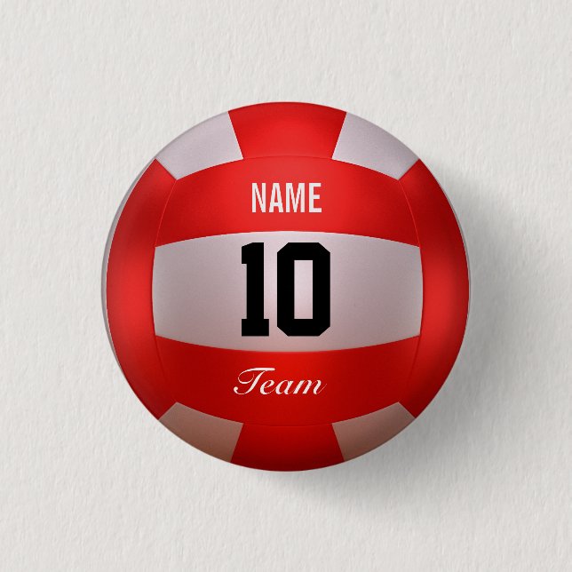 Red Volleyball 1 Inch Round Button (Front)