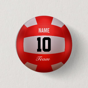 Red Volleyball 1 Inch Round Button