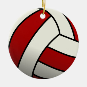 Red Volleyball Ceramic Ornament