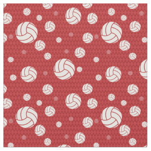Red Volleyball Chevron Patterned Fabric