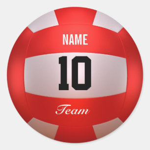 Red Volleyball Classic Round Sticker