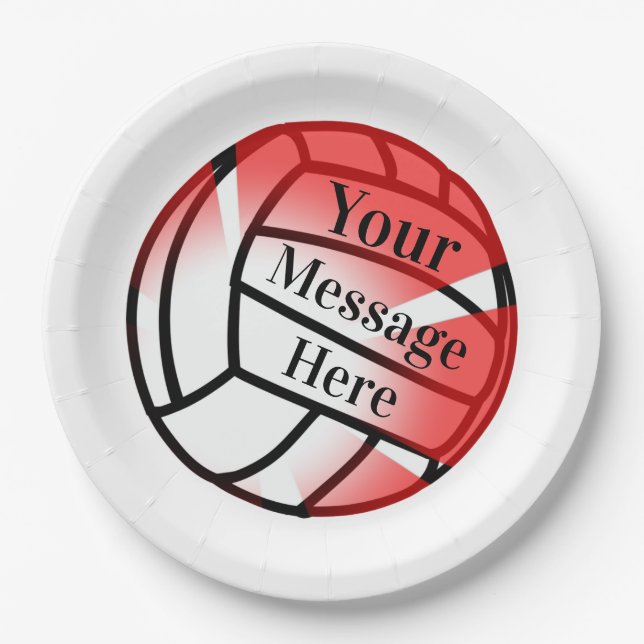 Red Volleyball Custom Paper Party Paper Plate (Front)