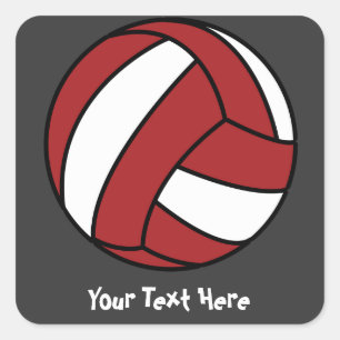 Red Volleyball (customizable) Square Sticker