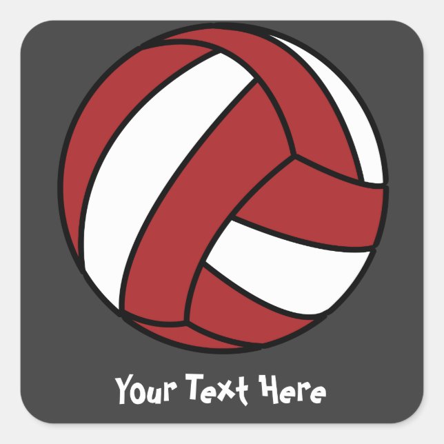 Red Volleyball (customizable) Square Sticker (Front)
