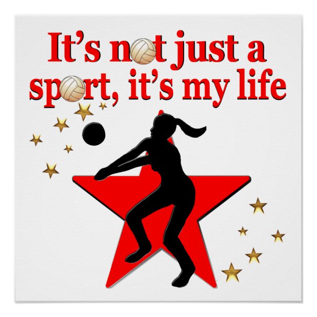 RED VOLLEYBALL IS MY LIFE DESIGN POSTER (Front)