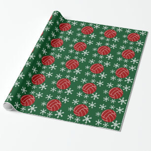 Red Volleyball Snowflake Holiday Wrapping Paper