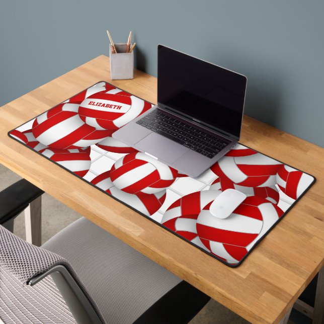 red volleyballs pattern with net accent desk mat (Office 2)