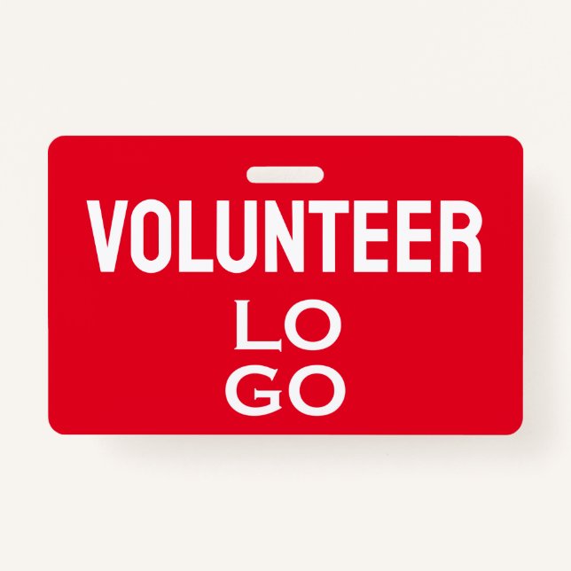 Red Volunteer with Custom Logo ID Badge (Front)