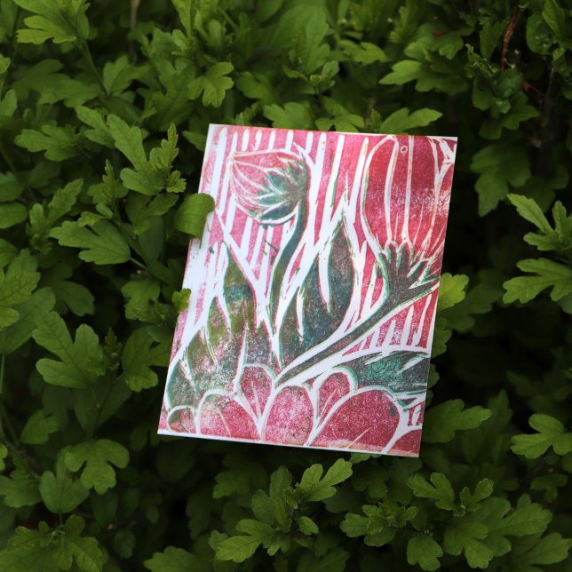 Red Wabi Sabi Flower Stamp Floral Spring Nature    Postcard (Creator Uploaded)