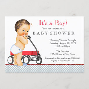 Red Wagon Baby Shower Invitation