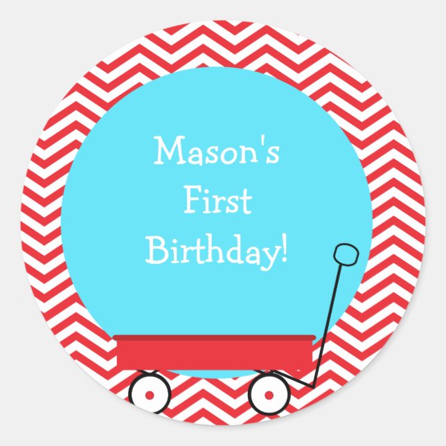 Red Wagon Favour Stickers (Front)