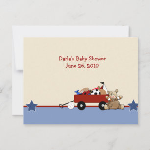 Red Wagon Teddy Bear Baby shower Cartes de conseil