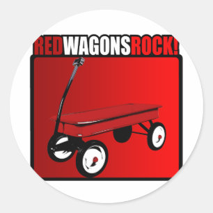 Red Wagons Rock! Classic Round Sticker