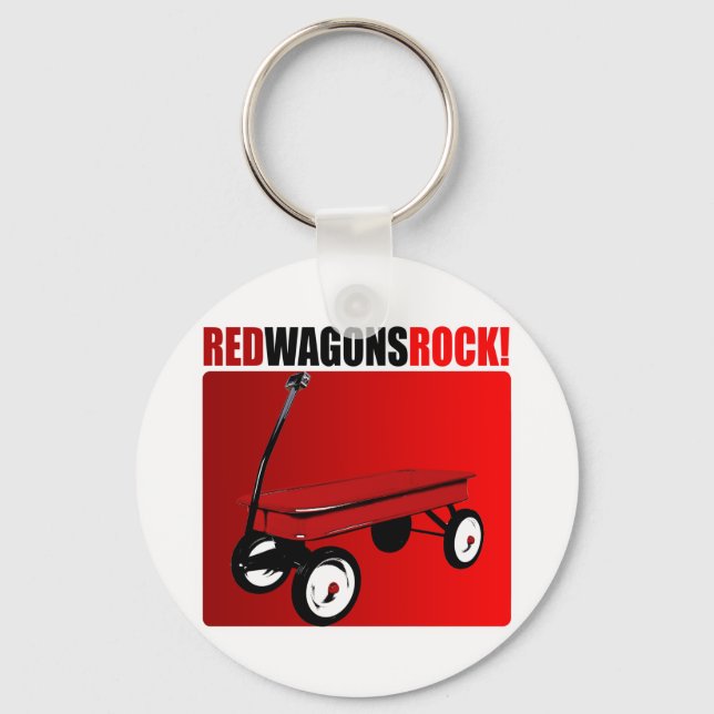 Red Wagons Rock! Keychain (Front)