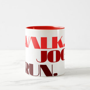 RED WALK JOG RUN (font CHUNKY) Two-Tone Coffee Mug
