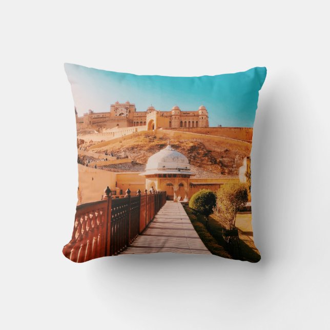 RED WALL FENCE THROW PILLOW (Front)