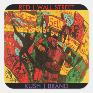 RED WALL STREET KUSH BRAND SQUARE STICKER