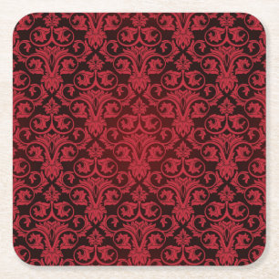 Red wallpaper 2 square paper coaster