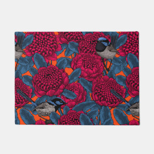 Red waratah and fairy wrens doormat