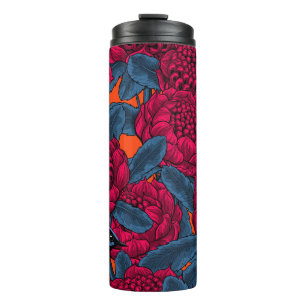 Red waratah and fairy wrens thermal tumbler