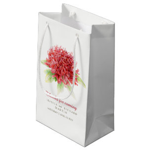 Red waratah flower art thank you custom gift bag