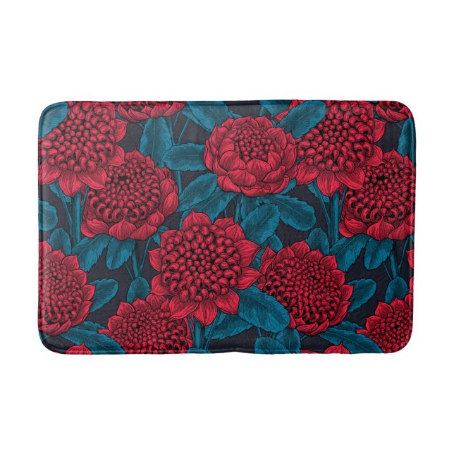 Red waratah flowers bath mat (Front)